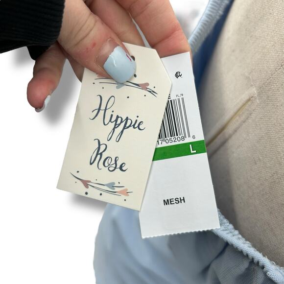 NEW Hippie Rose LIght Blue Coquette Mini Dress Size Large Y2K Babydoll Empire - Picture 8 of 9